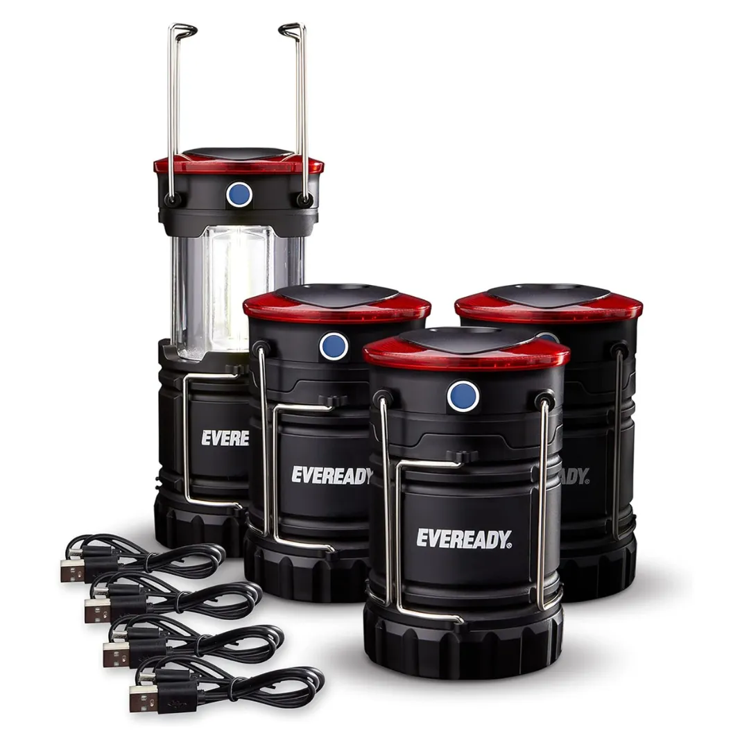 4-Pack Eveready Hybrid Power Rechargeable LED Camping Lanterns