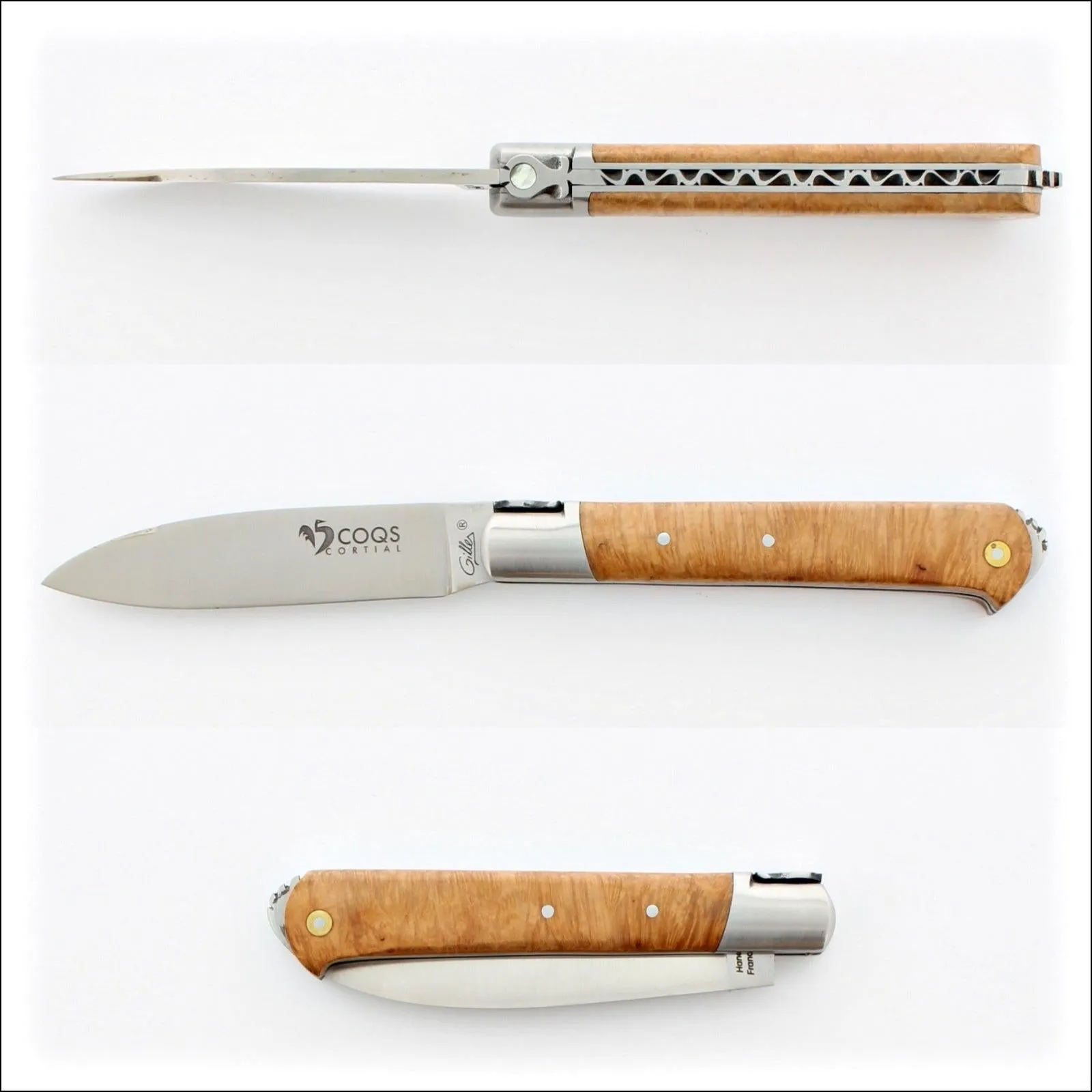 5 Coqs Pocket Knife - Briarwood & Mother of Pearl Inlay