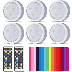 6-Pack Wireless Rgb Led Lights - Battery Operated Puck Lights - Night