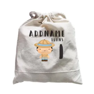 Birthday Safari Little Explorer Baby Boy Addname Turns 1 Satchel