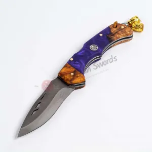 Blue Epoxy Handle LockBack Pocket Knife 3.5 İnches Blade