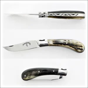 Capuchadou 10 cm Classic Folding Knife Dark Ram Horn Tip