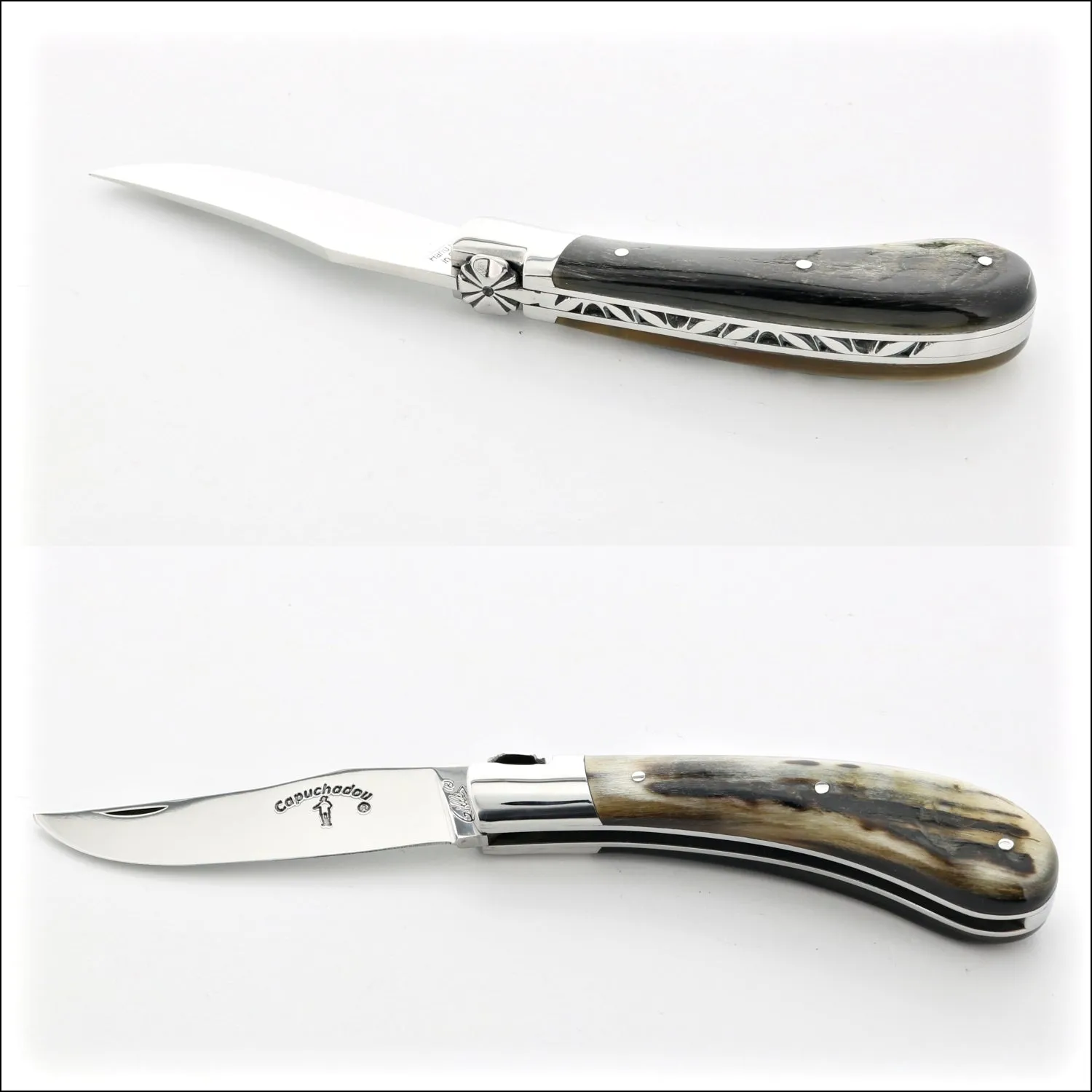 Capuchadou 10 cm Classic Folding Knife Dark Ram Horn Tip