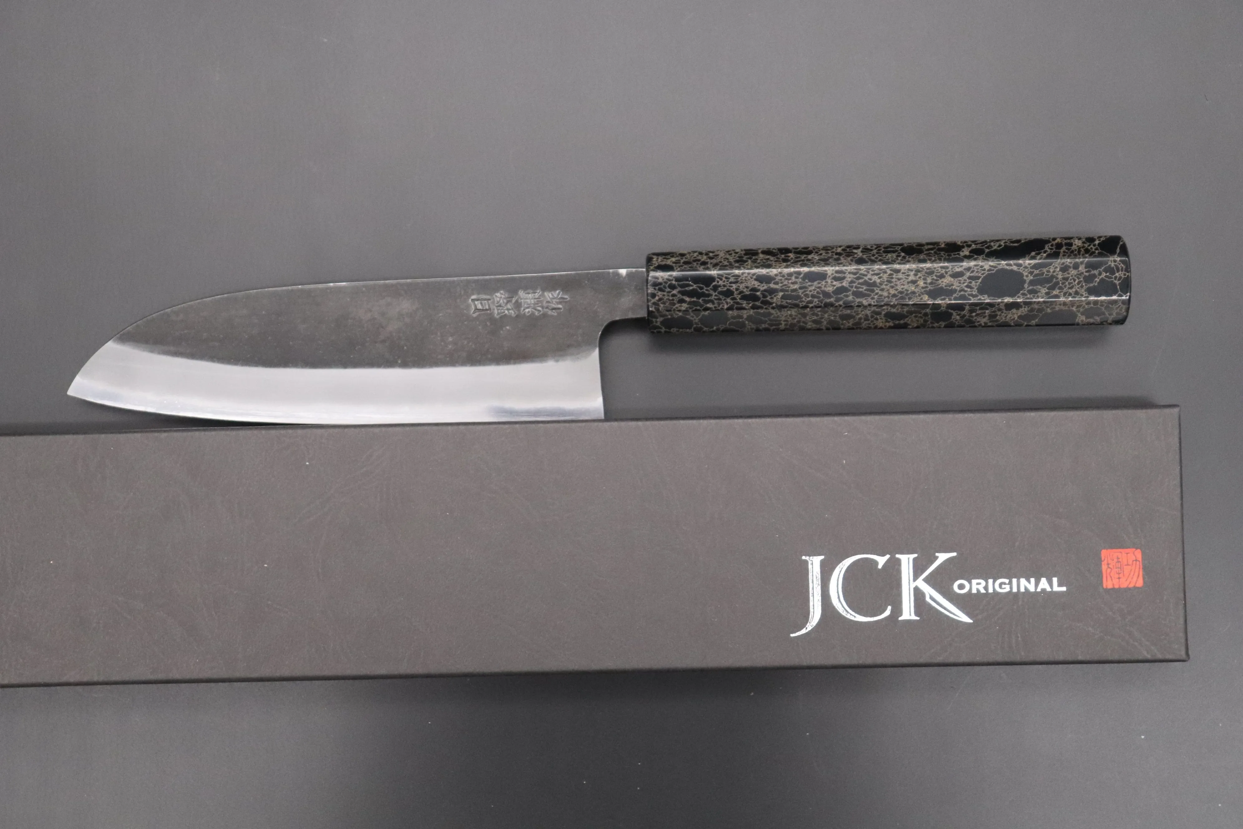 Custom Limited Edition, Hinoura White Steel No.1 Kurouchi Series HS1-4SP14 Wa Santoku 165mm (6.4 Inch)