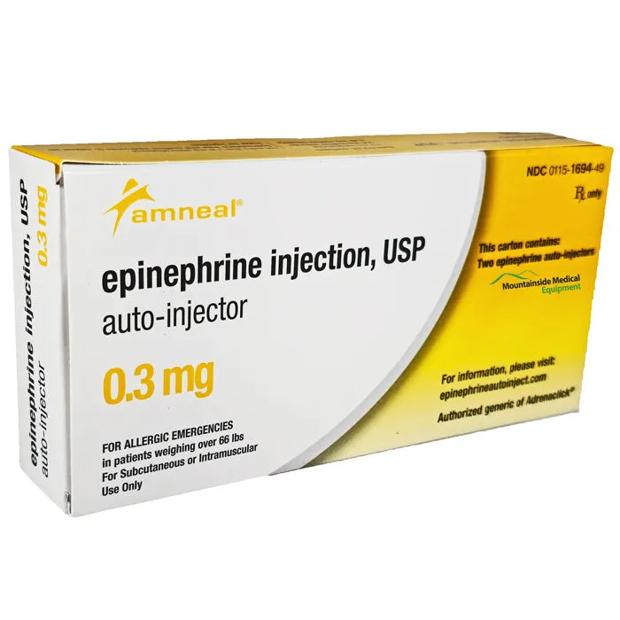 Epinephrine Auto-Injectior 0.3 mg Adult Strength Injection Pens (2-Pack) by Amneal