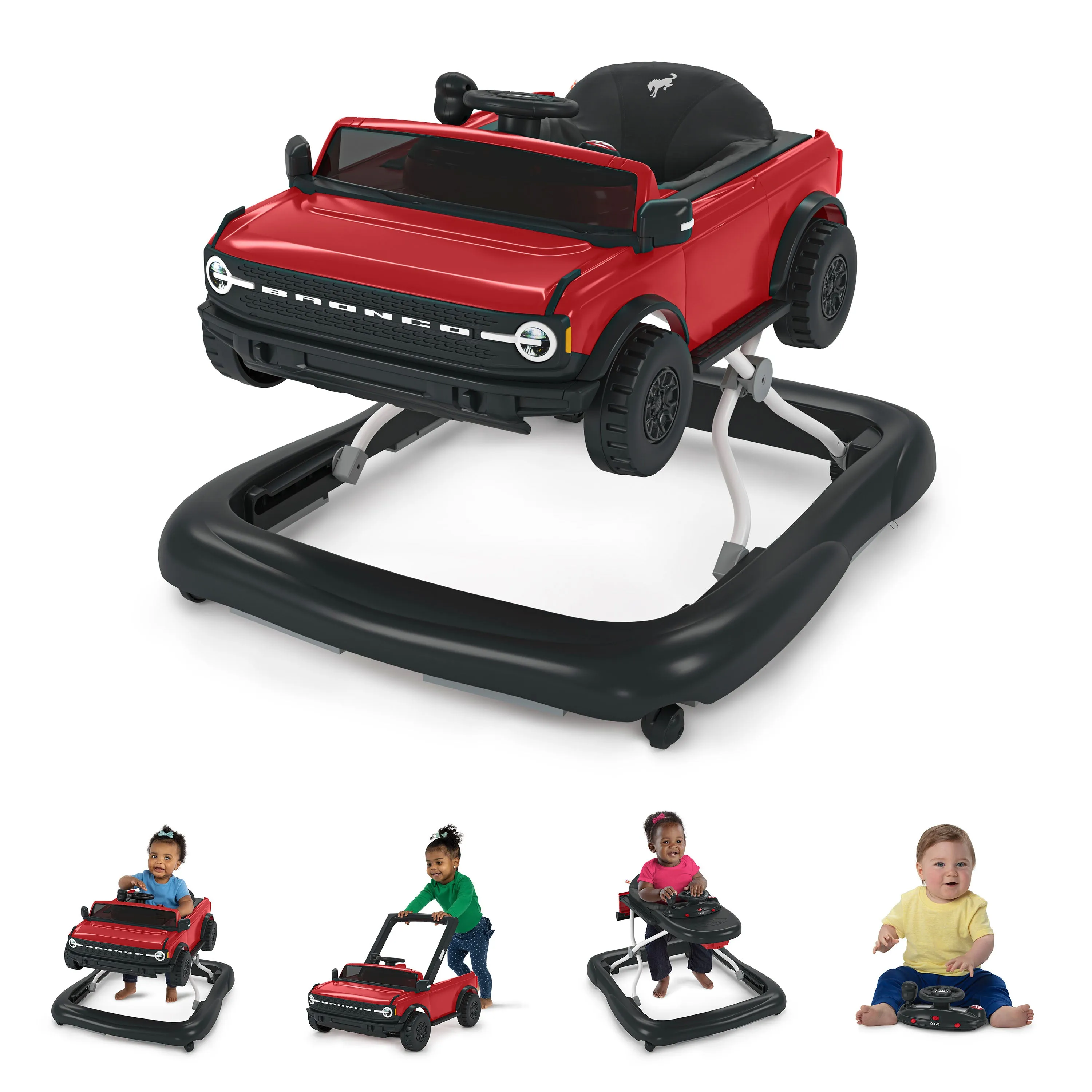 Ford Bronco 4-in-1 Race Red Baby Activity Walker with 4 Ways to Play