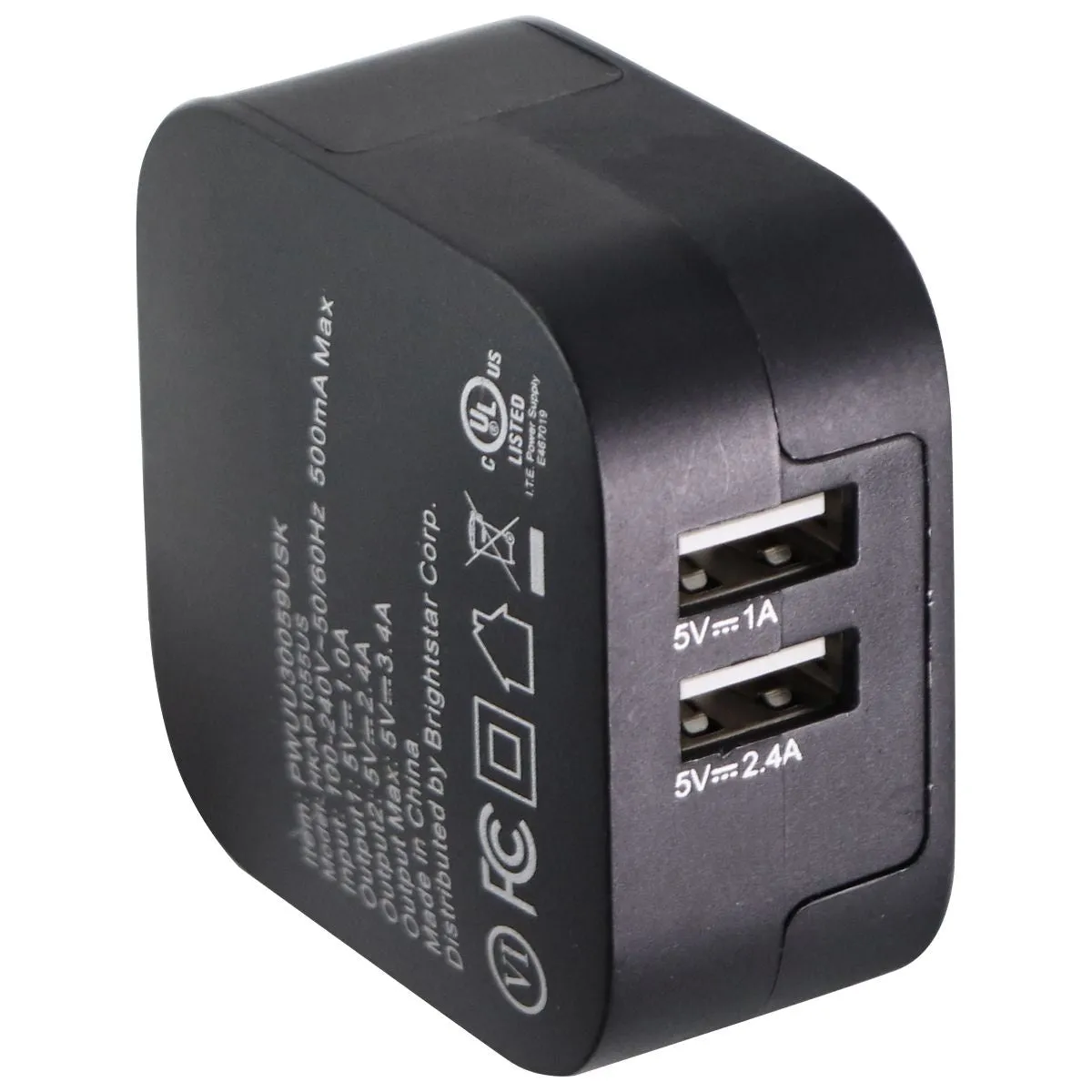 Key 3.4A Dual Output USB Wall Charger - Black (PWUU30059USK)