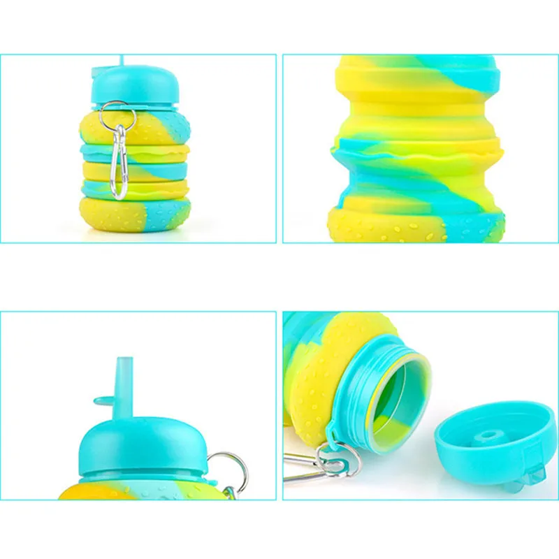 Kids Water Bottles Collapsible Water Bottle Silicone Travel Bottles Gift for Children