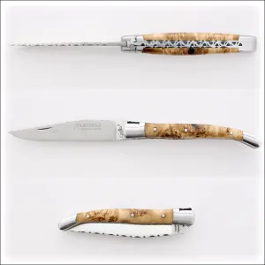 Laguiole Traditional Knife 11 cm Guilloche Maple Burl