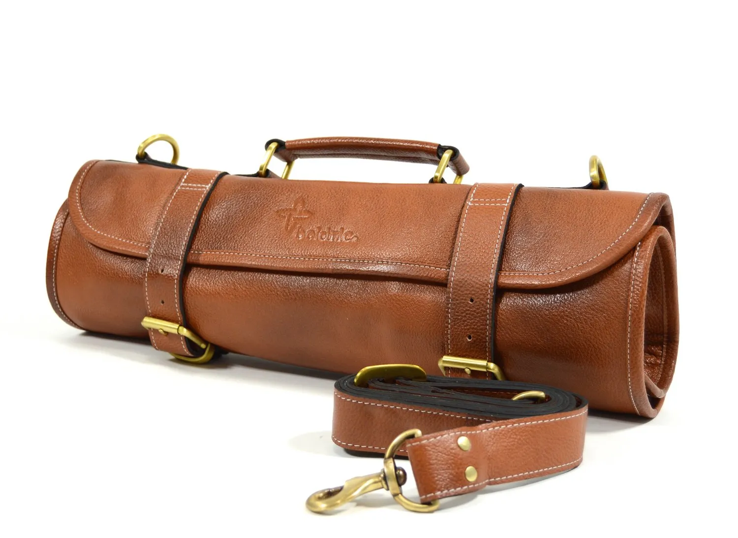 Leather 9 Pocket Knife Roll (Tan)