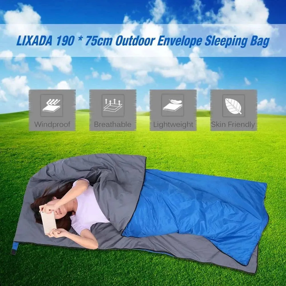 Lixada 190 * 75cm Outdoor Envelope Sleeping Bag Camping Travel Hiking Multifunction Ultra-light Sleeping Bag Travel Bag 680g