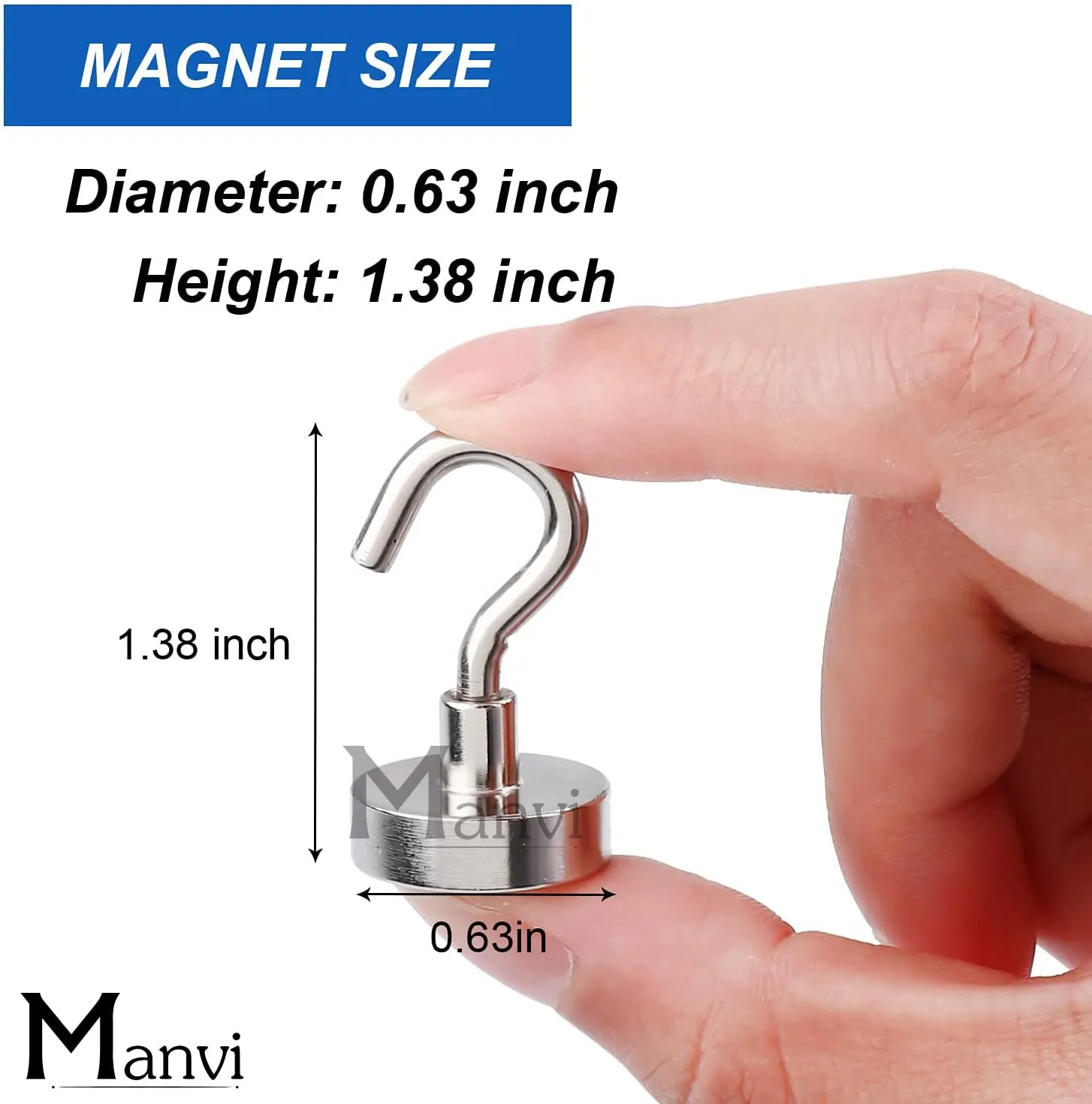 MANVI Magnetic Hooks, Heavy Duty Earth Magnets with Hook for Curtain, Garage, Cruise, Classroom, Grill, Workplace and Office (6)pcs