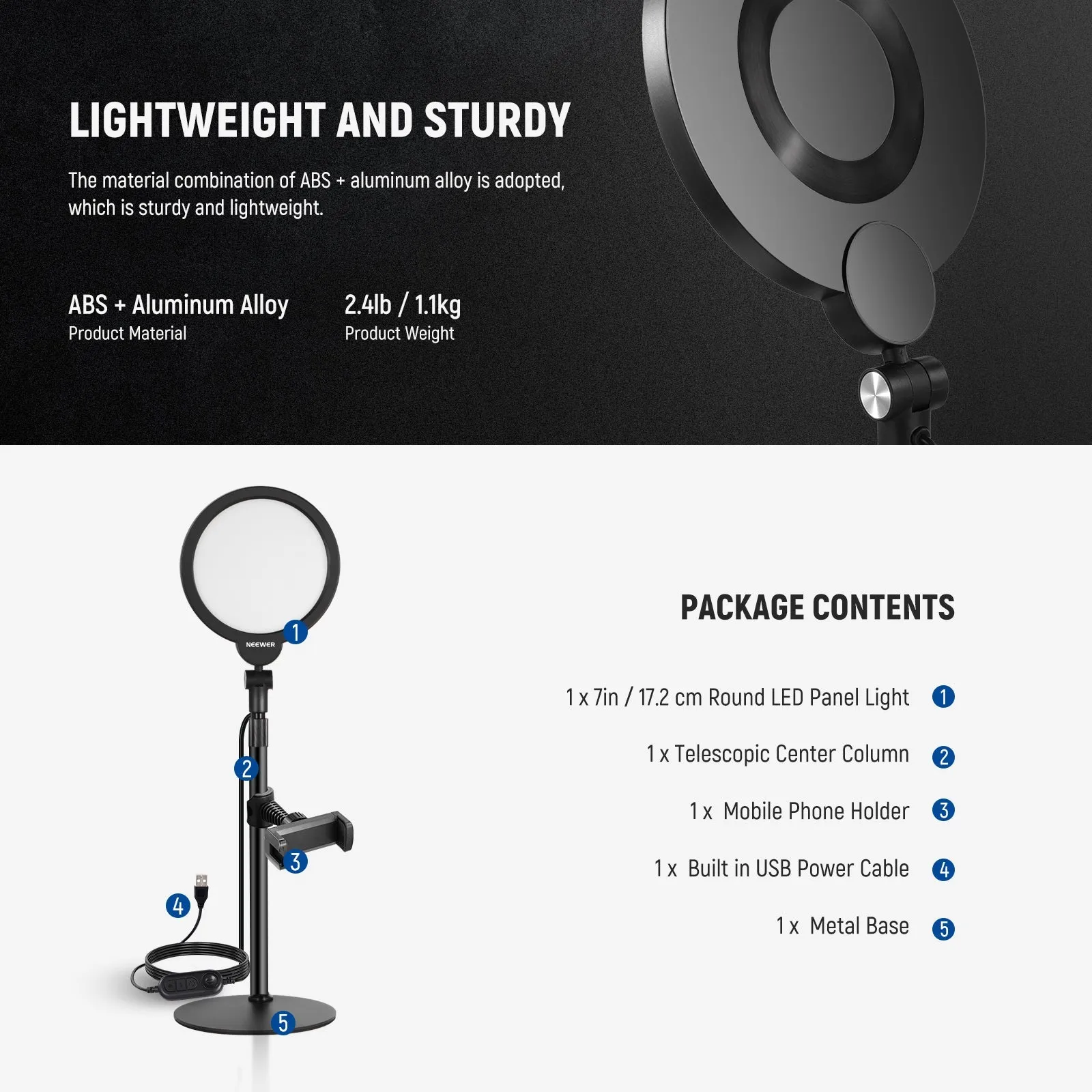 NEEWER R06 7" Desktop Phone Selfie Light Kit