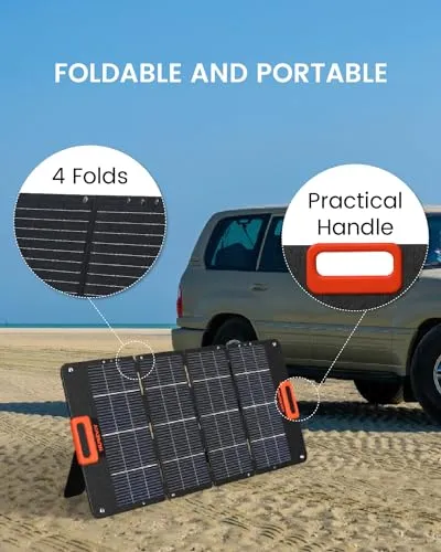 NURZVIY 100 Watt Foldable Portable Solar Panel 100W Solar Charger for Camping, Outdoor and RV, Compatible with BLUETTI, Anker, Goal Zero Portable Power Stations