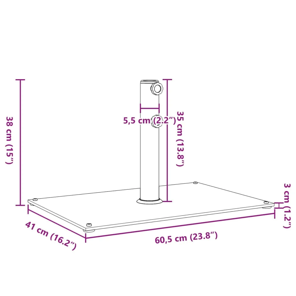 Parasol Base for Ø32/38/48 mm Poles 15 kg Rectangular