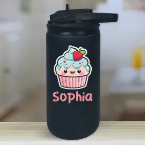 Personalized Kids Water Bottle Tumblers - Cute Cupcakes