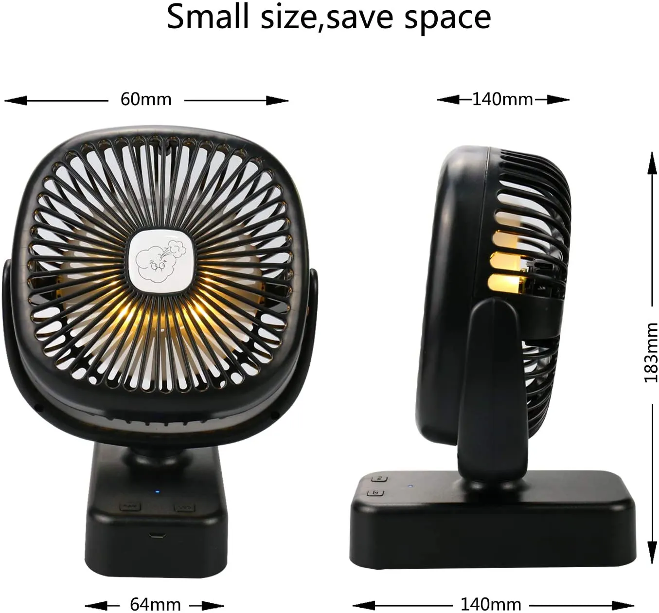 Portable Battery Camping Fan with LED Lantern Rechargeable Fan