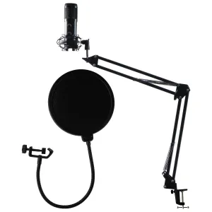 Professional Plug & Play PC Computer Podcast Condenser Microphone - Black