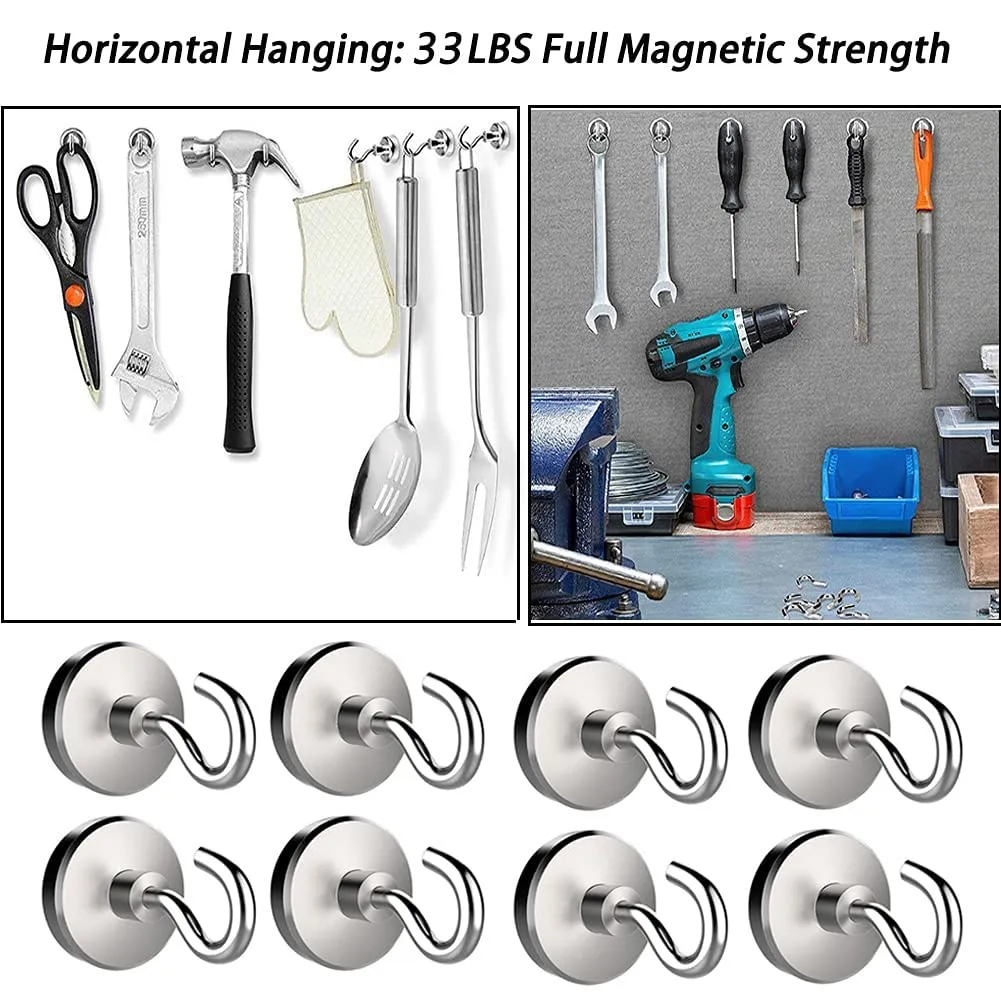 RIOMTRIC Magnetic Hooks Heavy Duty Cruise S-Hooks Earth Magnets with Hook for Refrigerator, Extra Strong Cruise Hook for Hanging, Magnetic Hanger for Curtain, Grill (Magnetic Hooks 6 pcs)