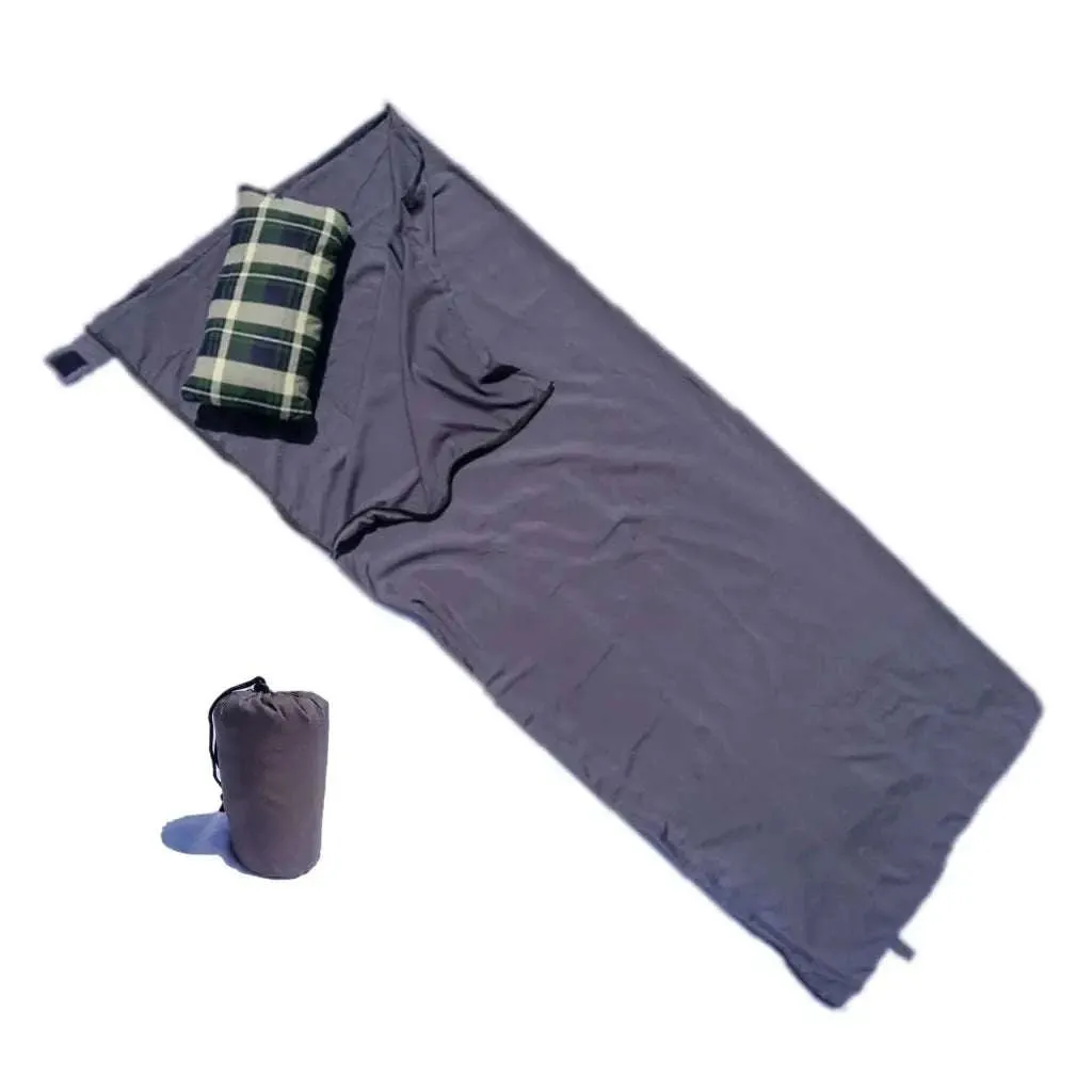 Sleeping Bag Liner Hiking Camping Hostel Travel Sack Sheet, Rectangular with Zipper 80"L