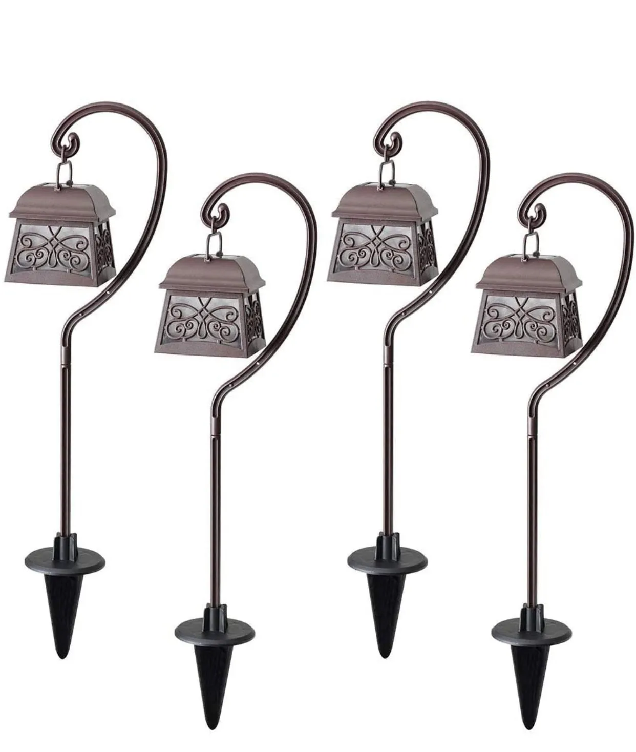 SmartYard 22 Inch Hanging Solar Lights Multipurpose Shepherd Hook 4-Pack