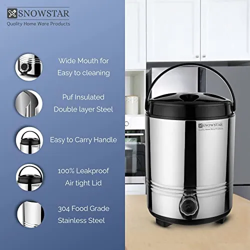 SNOWSTAR® Insulated Water Jug I Stainless Steel Body Inside and Outside I 5 Liter of Capacity I Thermosteel Water Container