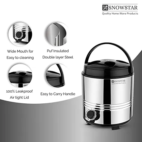 SNOWSTAR® Insulated Water Jug I Stainless Steel Body Inside and Outside I 5 Liter of Capacity I Thermosteel Water Container