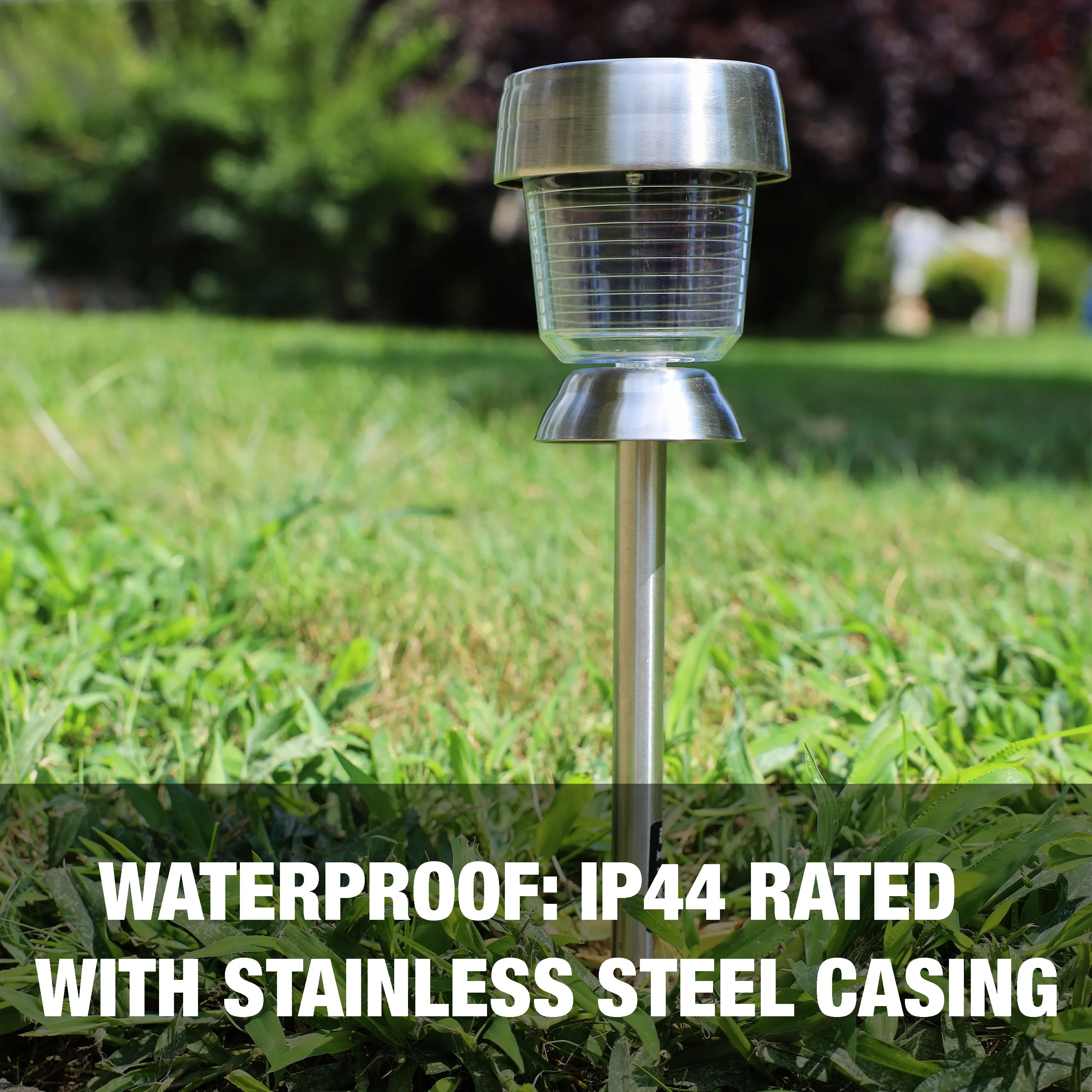 Solar Powered LED Pathway Lights | 14-in. Tall | 6-Pack | Ocean Pattern Design | Waterproof IP44