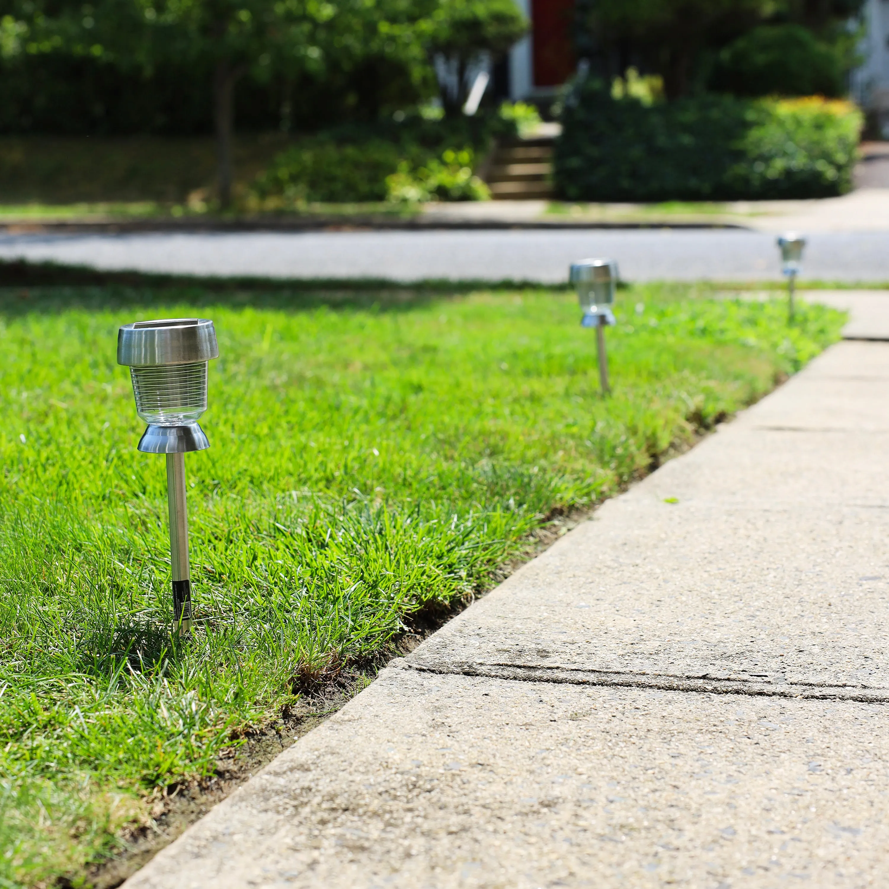 Solar Powered LED Pathway Lights | 14-in. Tall | 6-Pack | Ocean Pattern Design | Waterproof IP44