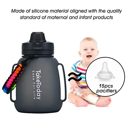 TakeToday Collapsible Water Bottles 40 OZ with Straw