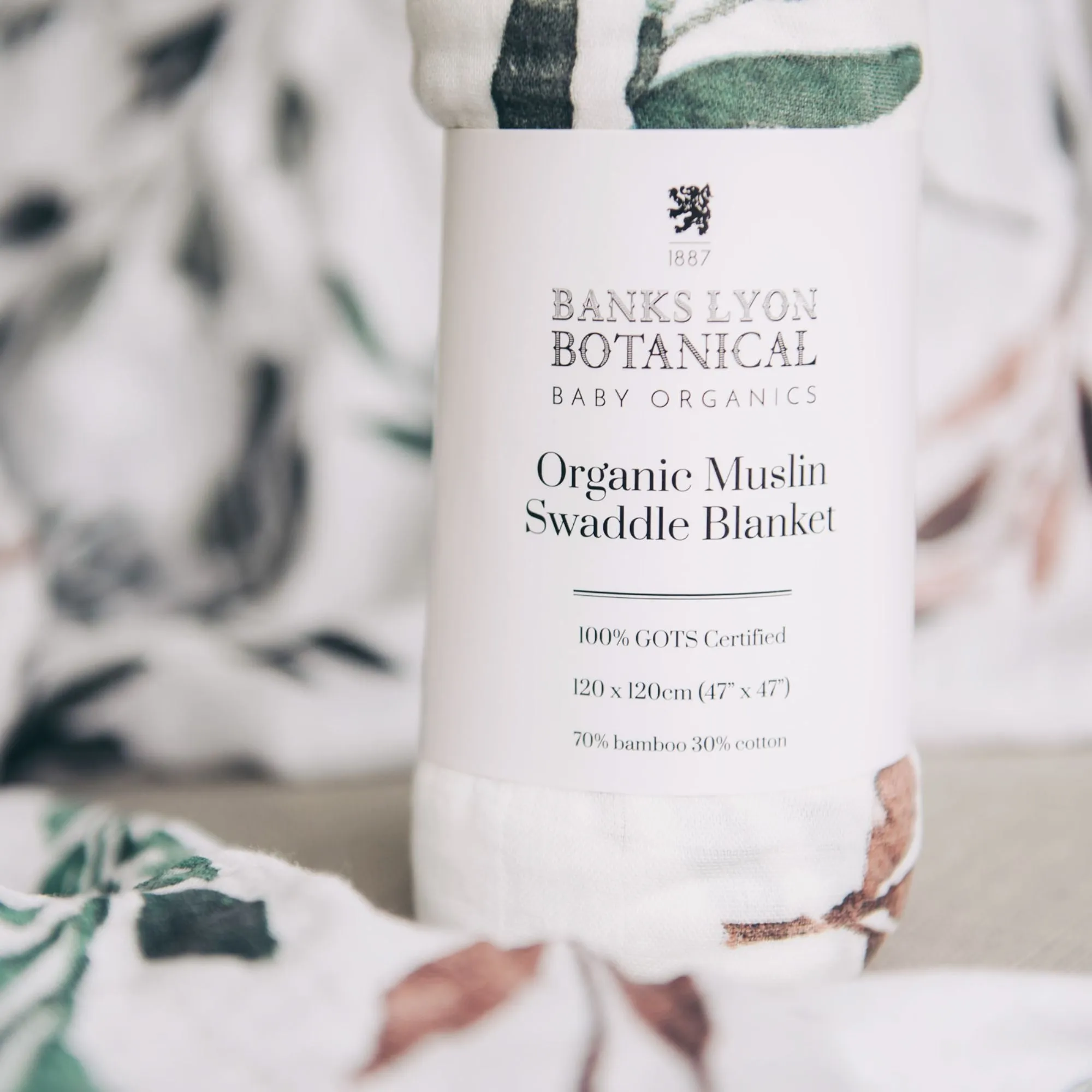 Tubed Bamboo Swaddle Blanket  - Botanical