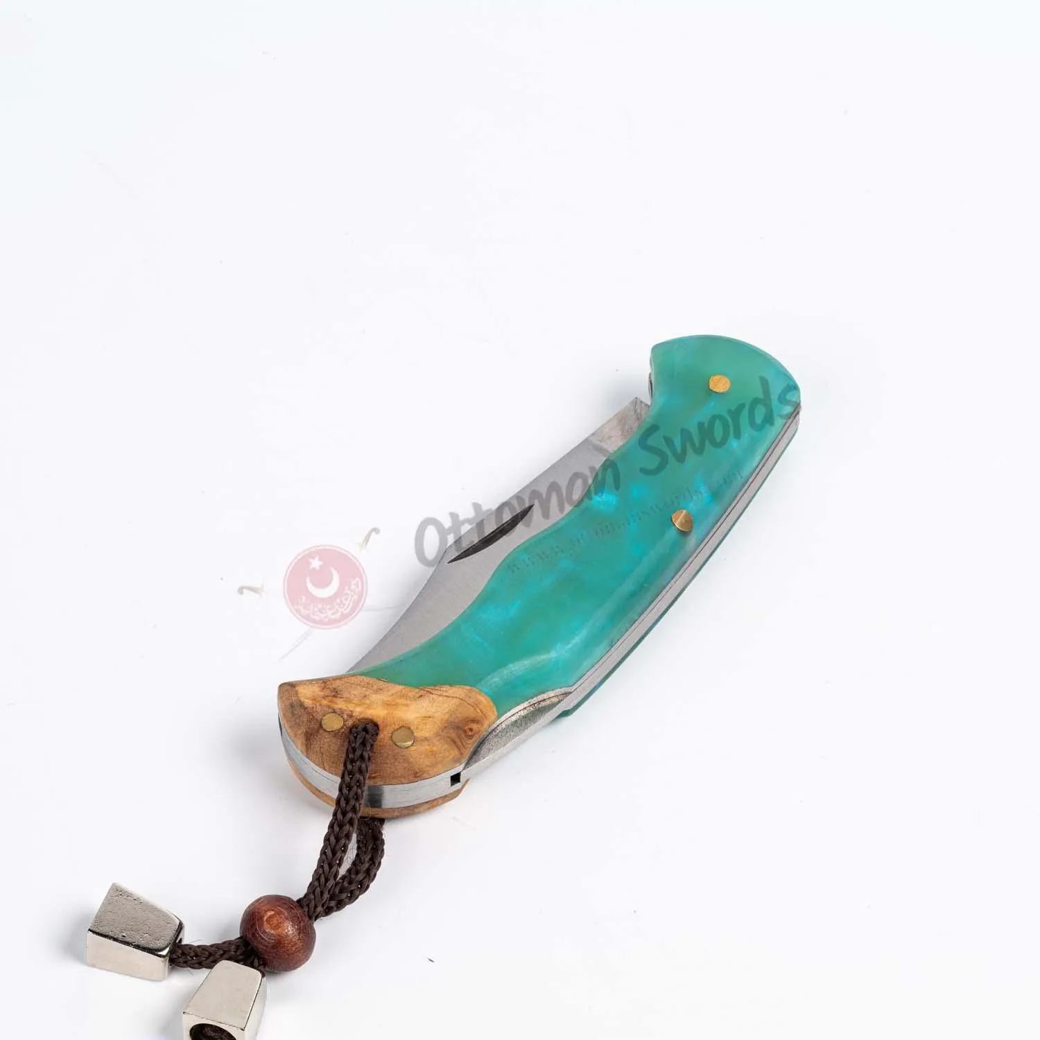 Turquoise Epoxy Handle LockBack Folding Knife 2.9 İnches Blade