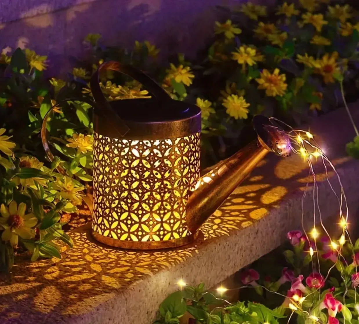 Whimsical Decorative Solar Watering Can With Lights - Outdoor Garden Decor - Waterproof Solar Lanterns