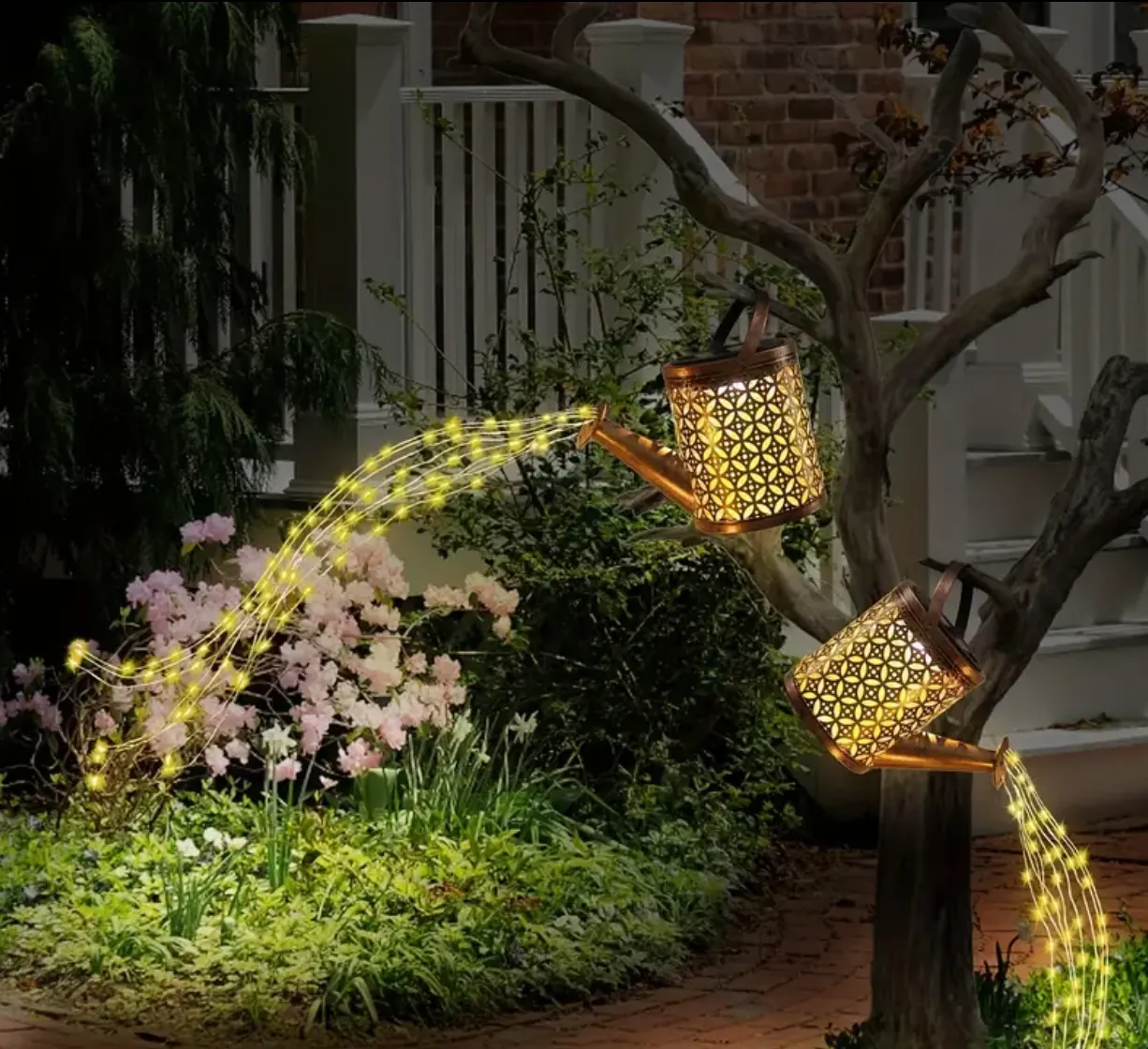 Whimsical Decorative Solar Watering Can With Lights - Outdoor Garden Decor - Waterproof Solar Lanterns