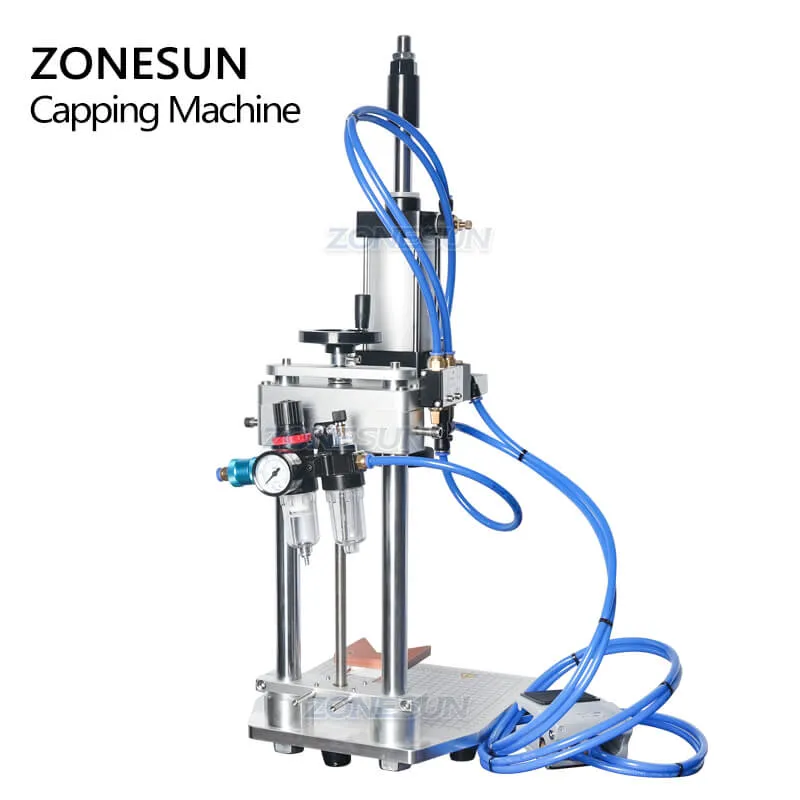 ZONESUN Semi-automatic Liquor Wine Gin Jar Whisky Plastic Bottle Cap Cork Pressing Capping Machine