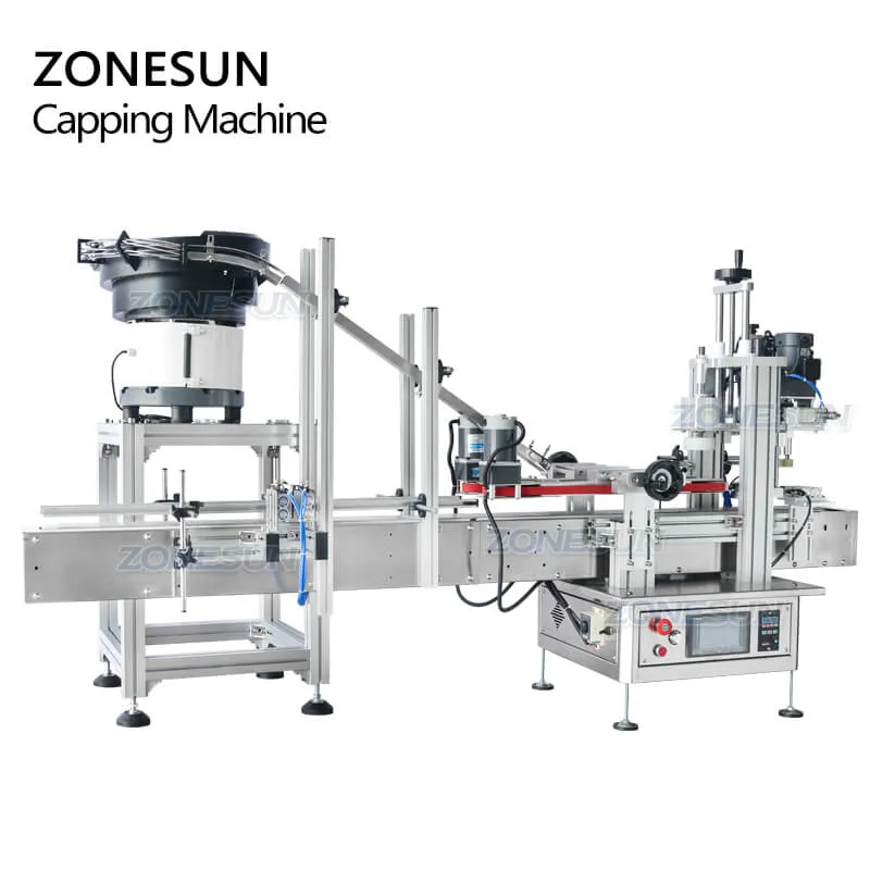 ZS-XG1870P Automatic Spray Bottle Benchtop  Capping Machine With Vibratory Bowl Sorter